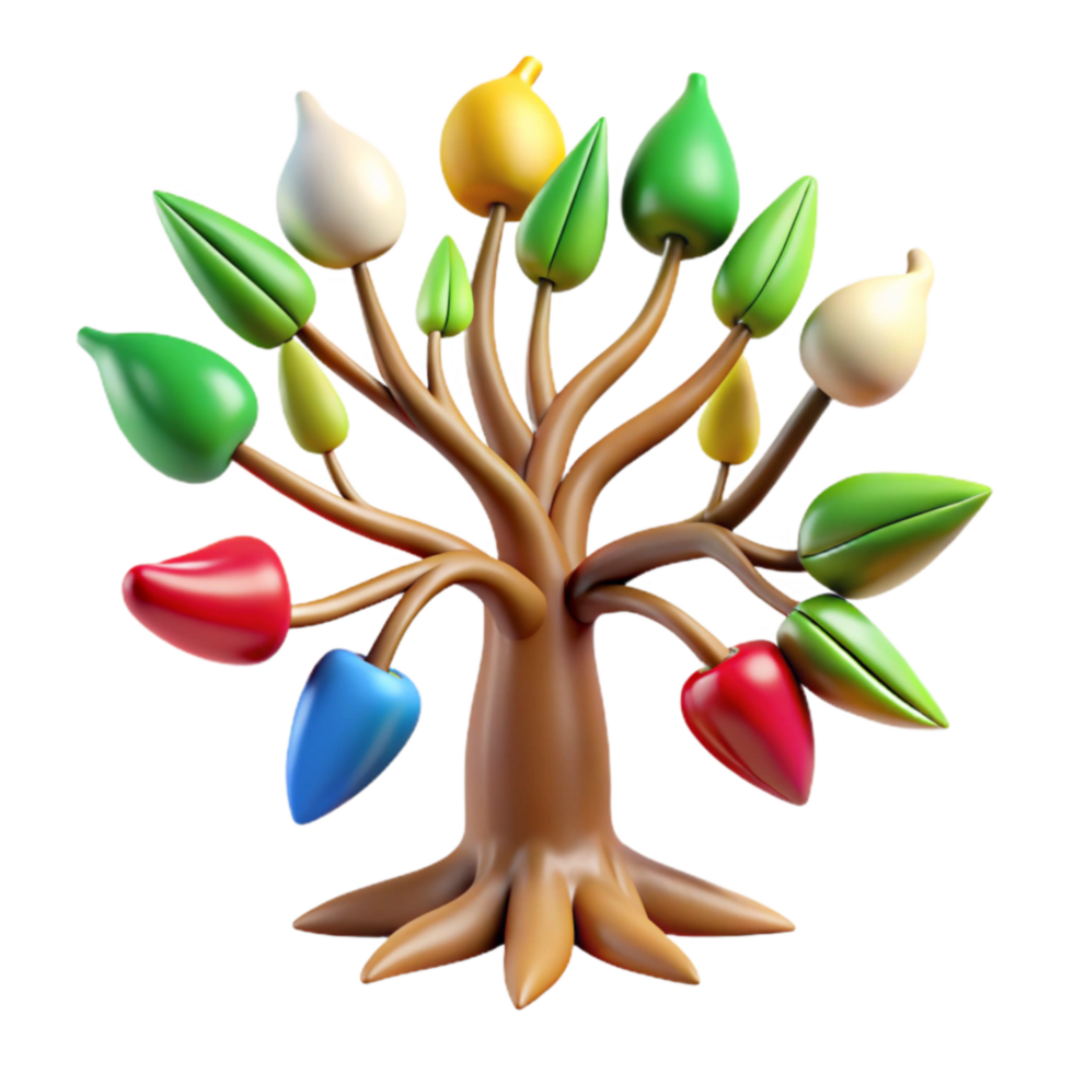 dramatic creative Colorful Fruit Tree A 3D Render professional png