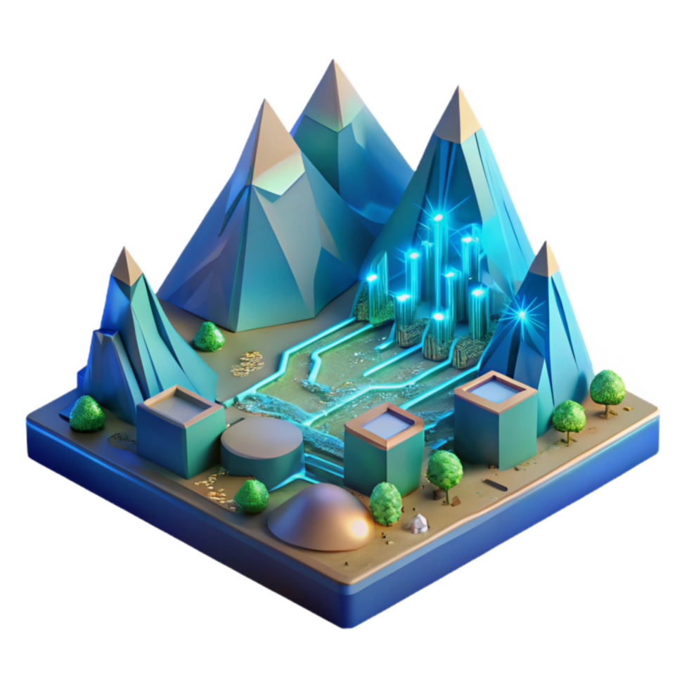 magnificent minimalist Futuristic Mountaintop Data Center Sustainable Tech in a Natural Setting exclusive png