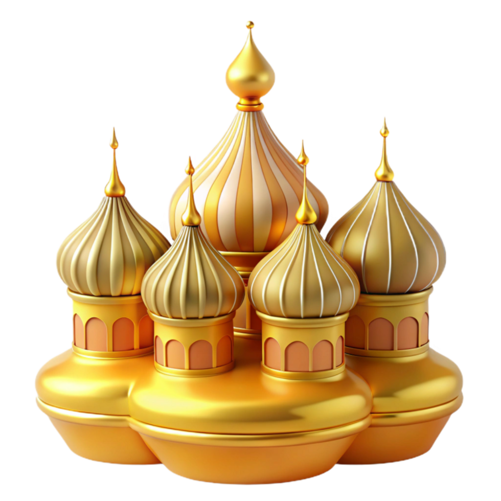 magnificent rustic Golden Domes A 3D Render of a Majestic Architectural Structure high quality png