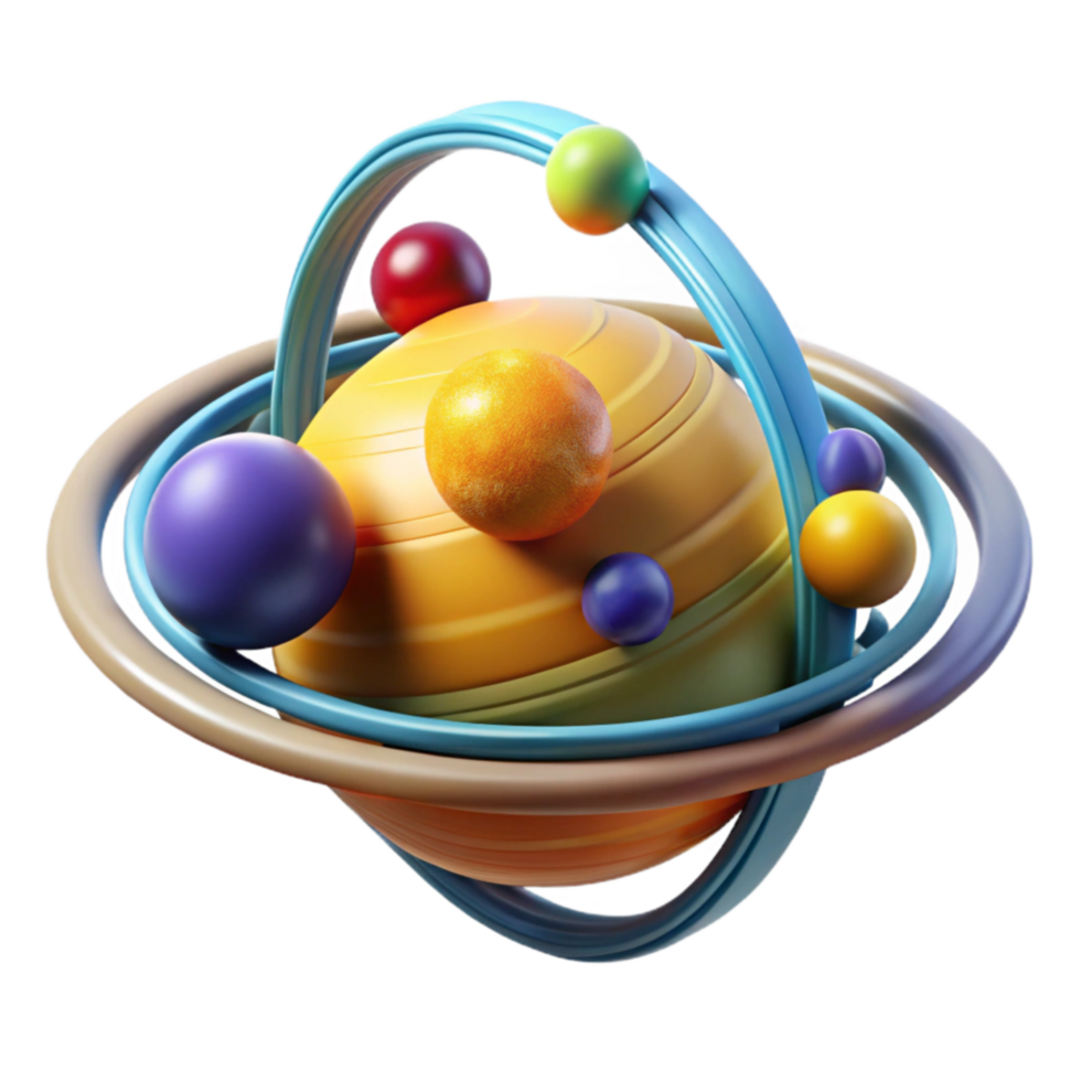 magnificent artistic Abstract Planetary System Colorful 3D Render genuine png