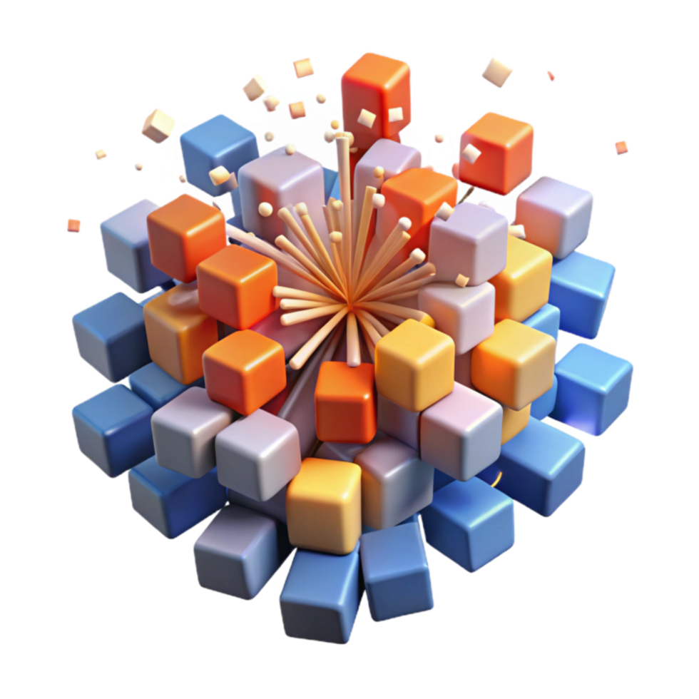 elegant artistic Colorful 3D Cube Burst Abstract Data Visualization authentic png