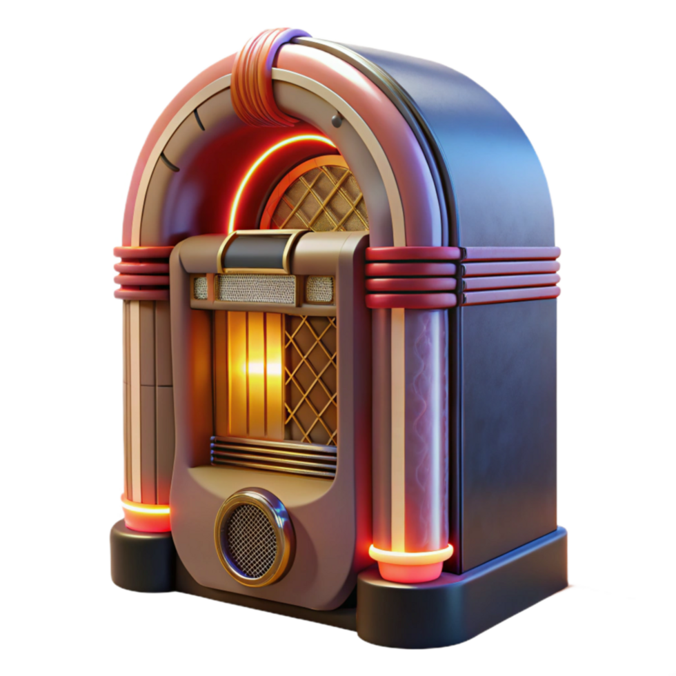 Vintage Jukebox Retro Music Player, Classic Design, Illuminated Lights, Nostalgic Sound png