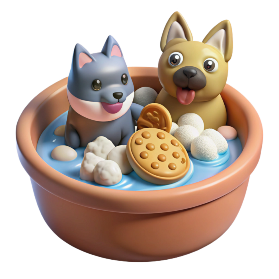 Adorable Puppies Enjoying a Relaxing Bath with Tangyuan png