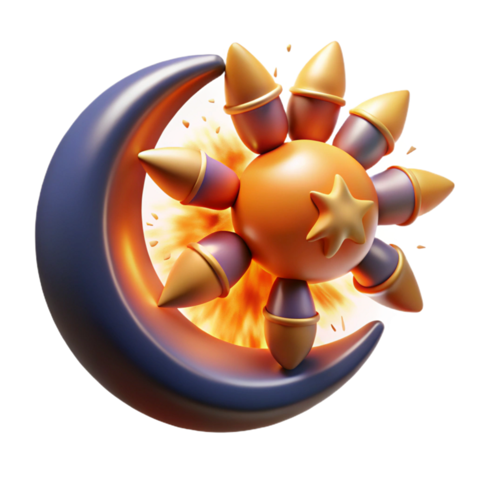 serene traditional Celestial Sun and Moon 3D Render 4K png