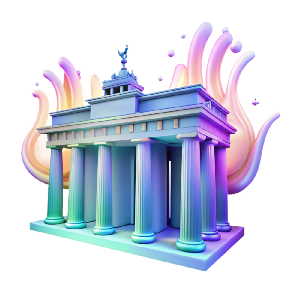 Monumental Structure in Flames A 3D Render png