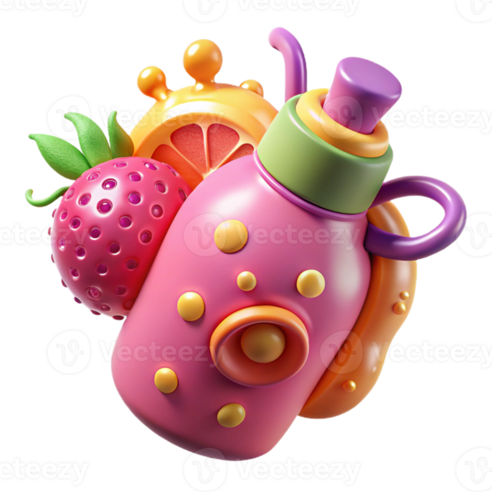 extraordinary minimalist Fruity Drink Bottle 3D Render Summer Refreshment premium png