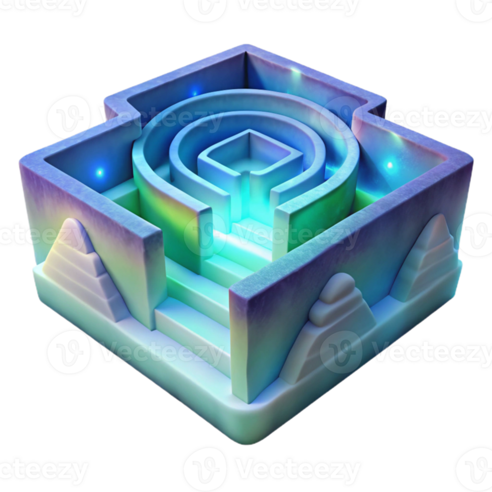 Luminous Maze 3D Puzzle with Steps and Mountains png