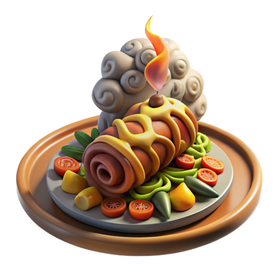 Flame-Broiled Roll with Steamed Vegetables png