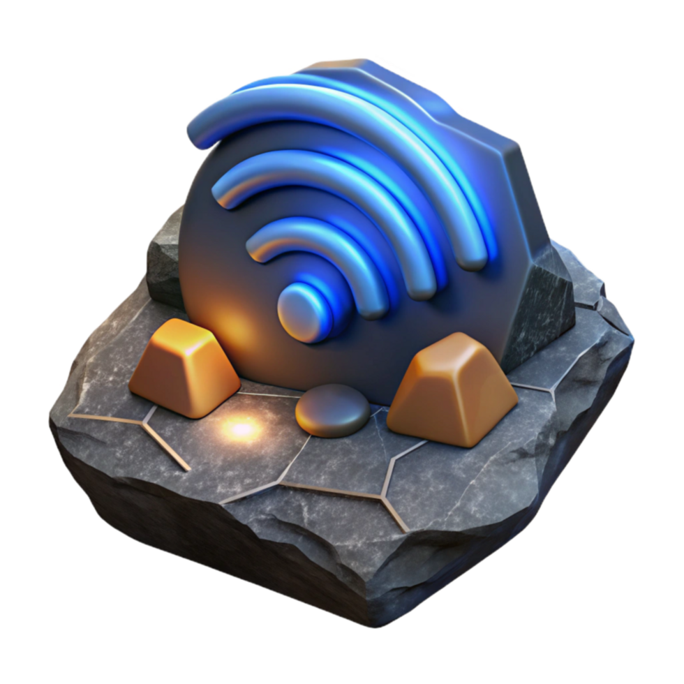 Wireless Network Icon on Stone Base png
