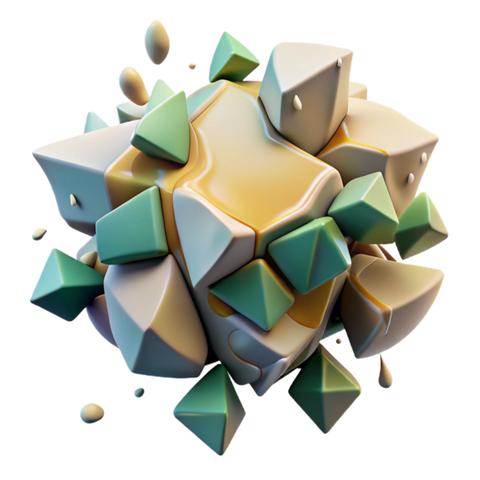 Abstract 3D Geometric Shapes Molten, Crystalline Structure png