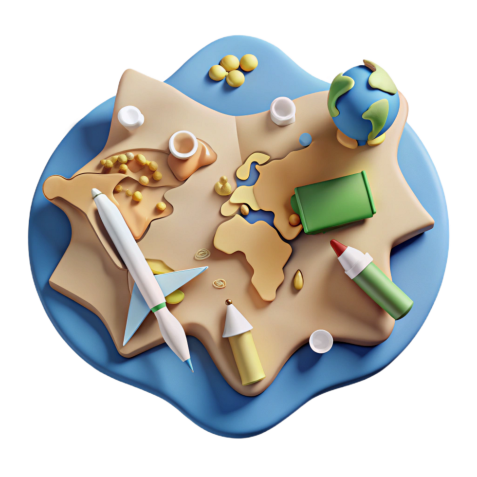 stunning abstract Global Exploration A 3D World Map Adventure 4K png