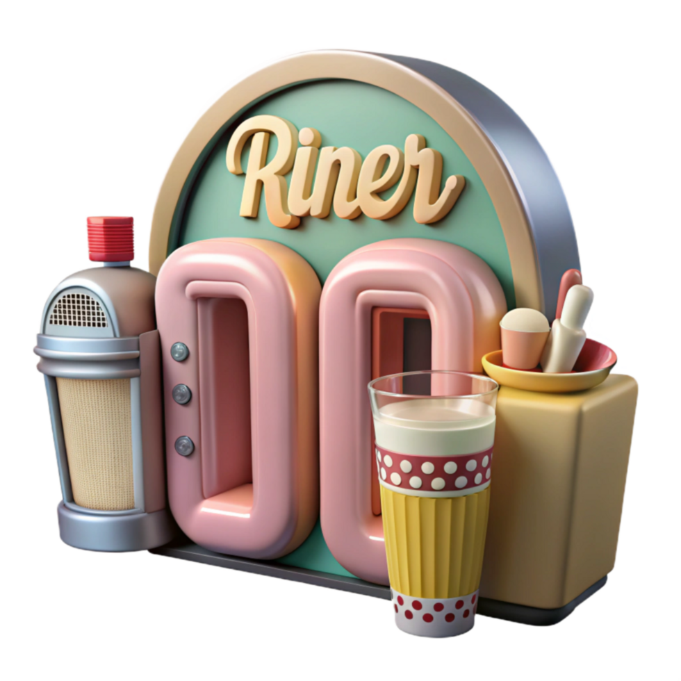 wonderful modern Retro Diner 50s Style Jukebox Milkshake premium png