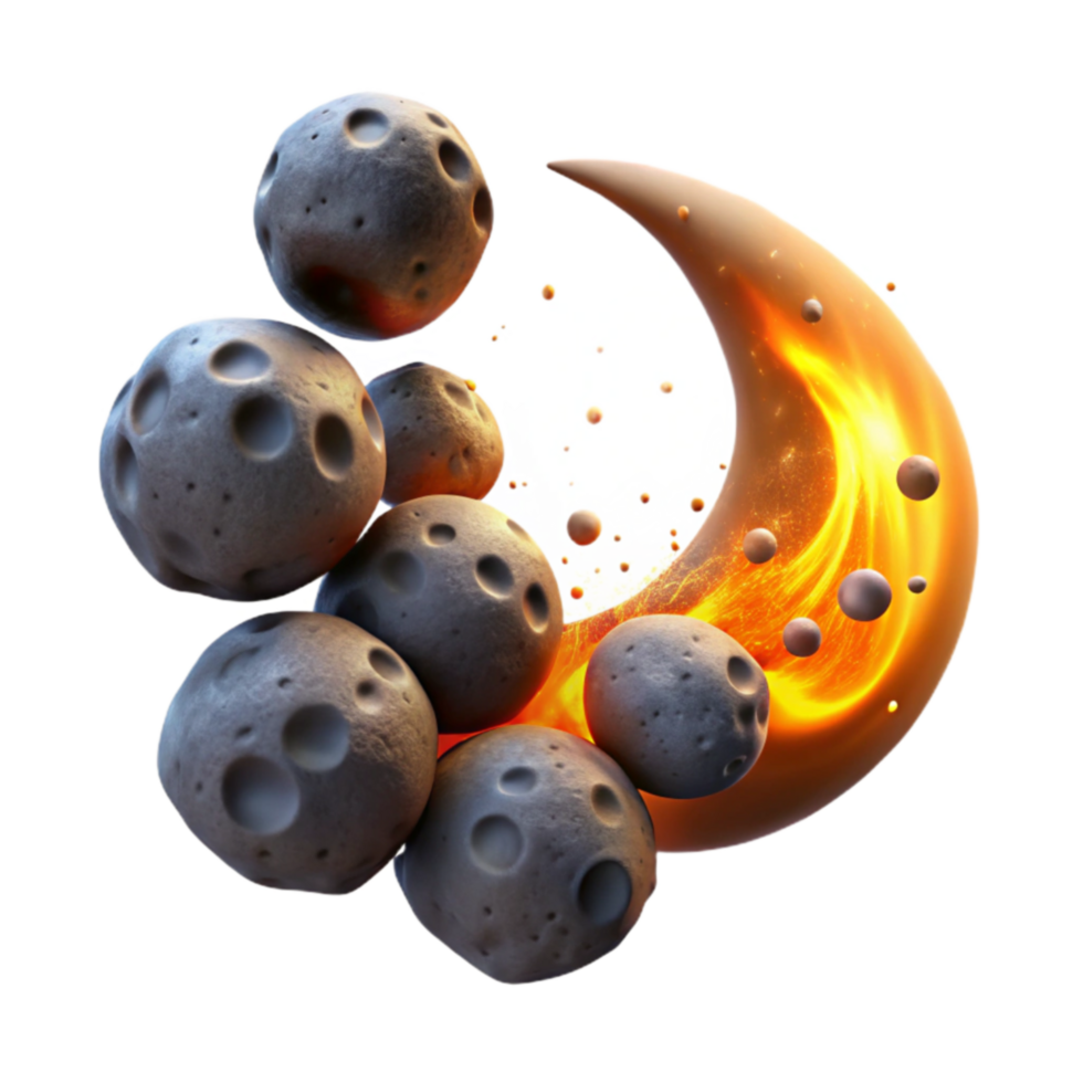 beautiful contemporary Fiery Asteroid Shower Cosmic Collision high resolution png