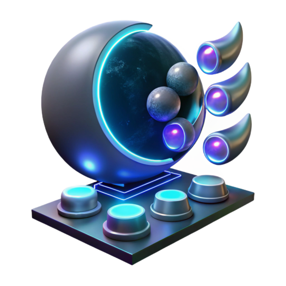 vibrant rustic Futuristic Sphere with Glowing Controls and Thrusters exclusive png