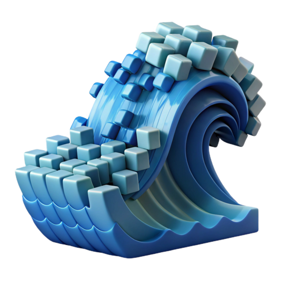 extraordinary rustic Data Wave Cubes Flowing in an Ocean Current professional png