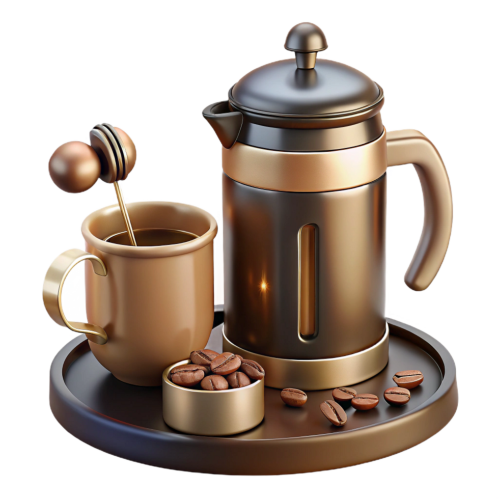 elegant artistic French Press Coffee Brewing Guide Cozy Setup authentic png