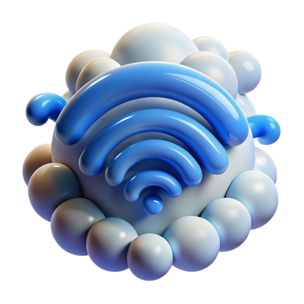 wonderful abstract Wireless Network Connectivity Cloud Computing 3D Icon 4K png