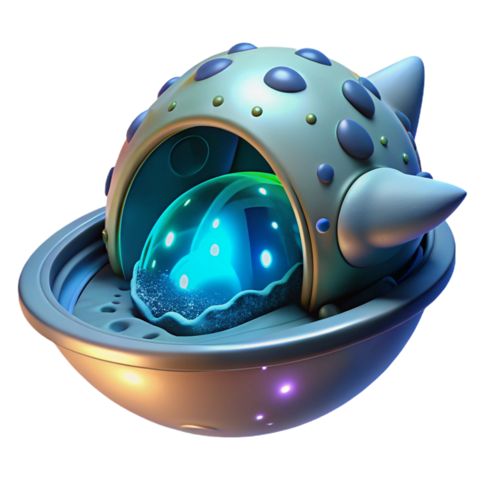 Futuristic Bio-Sphere Glowing Orb in Protective Shell png