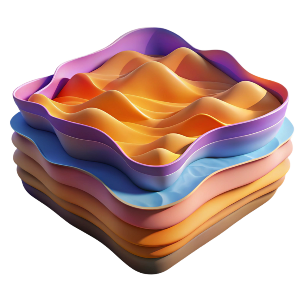 elegant abstract Abstract Layered Waves Colorful 3D Render high resolution png