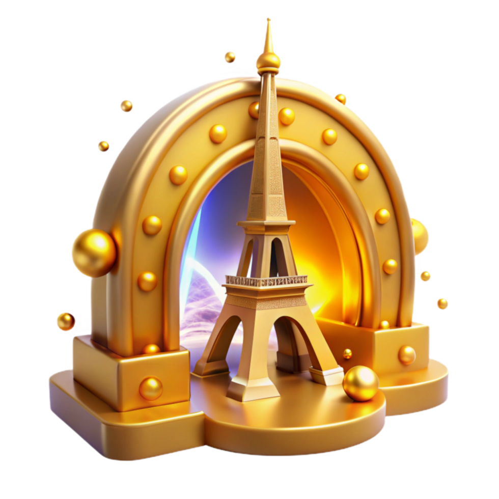 dramatic creative Golden Archway Landmark 3D Render professional png