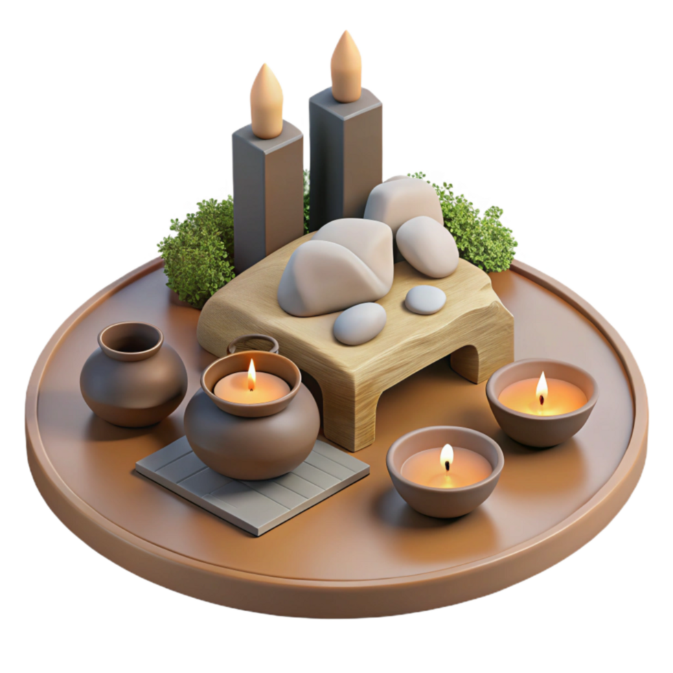 serene creative Serene Spa Setting Candles, Stones, and Tranquility high resolution png
