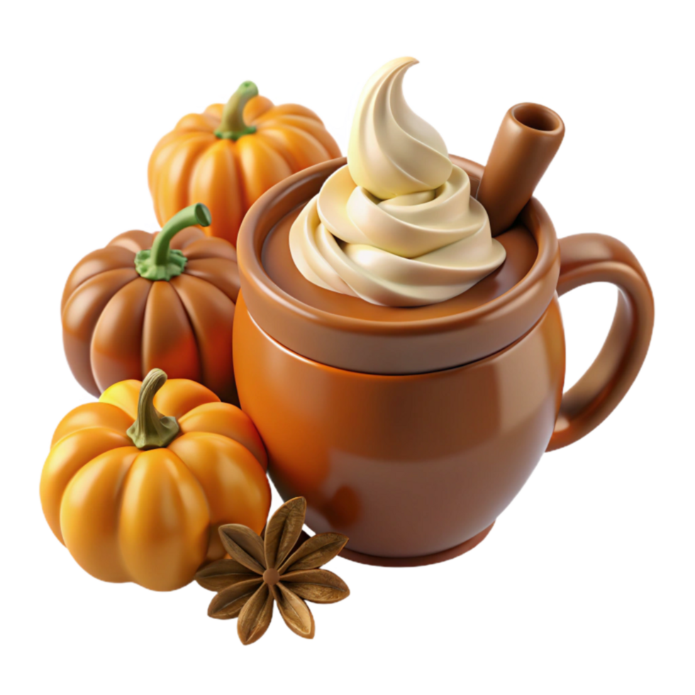 Pumpkin Spice Hot Drink with Whipped Cream png