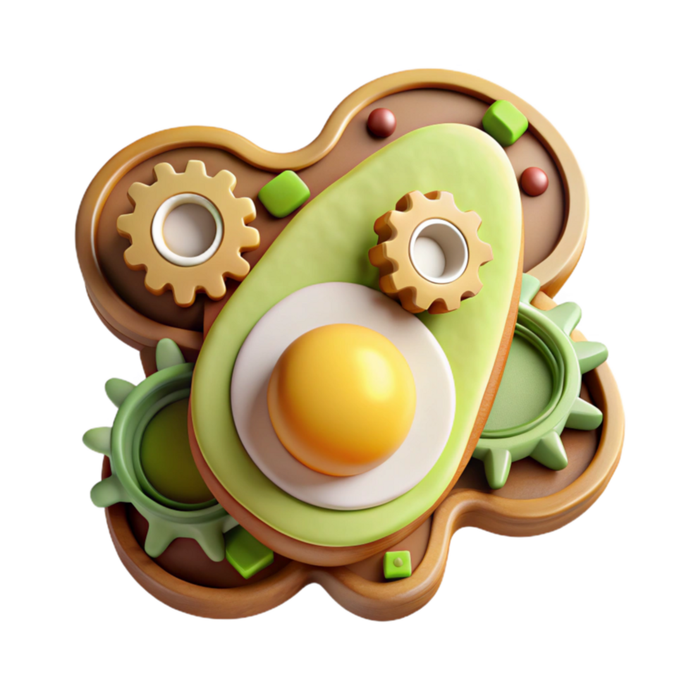 magnificent traditional Avocado Toast with Gears A Whimsical 3D Render exclusive png