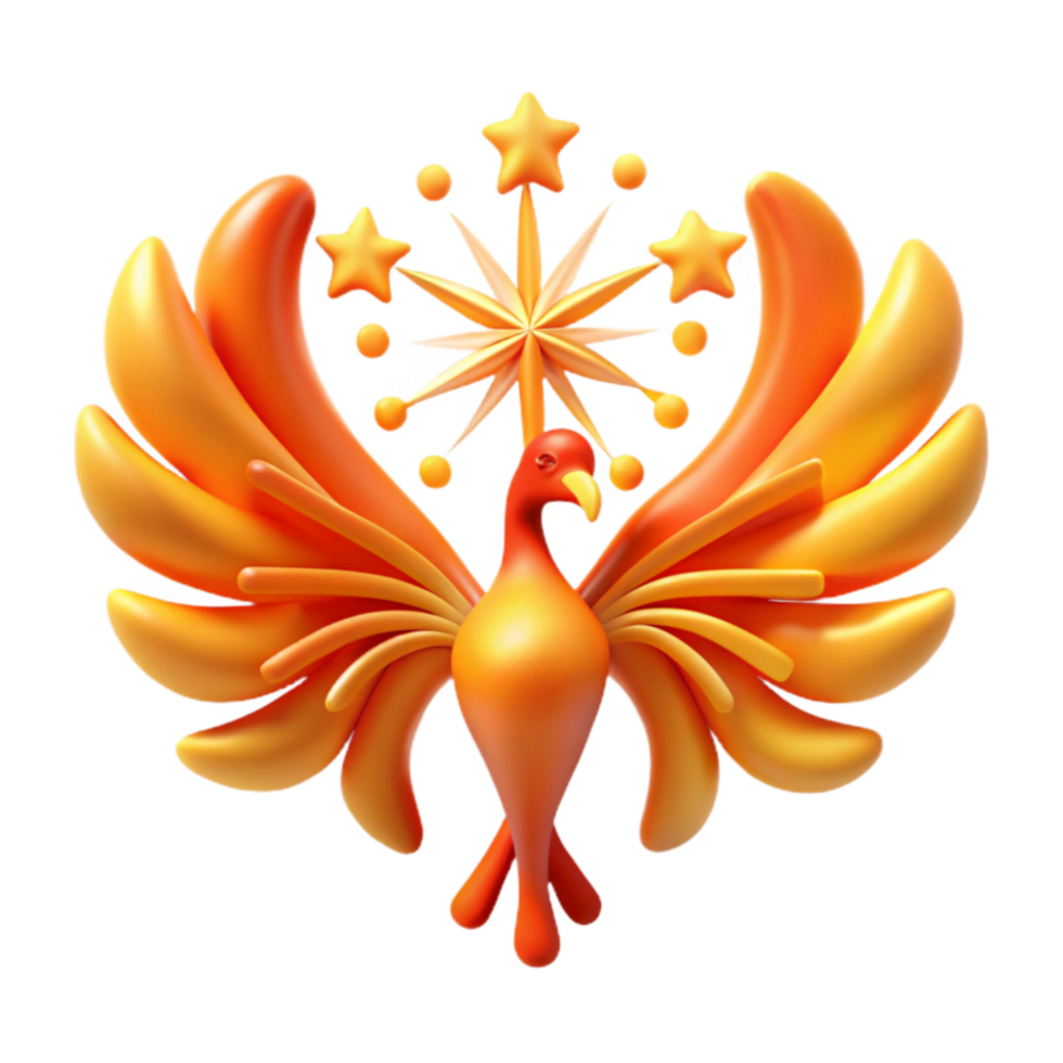Majestic Phoenix with Starburst 3D Render png