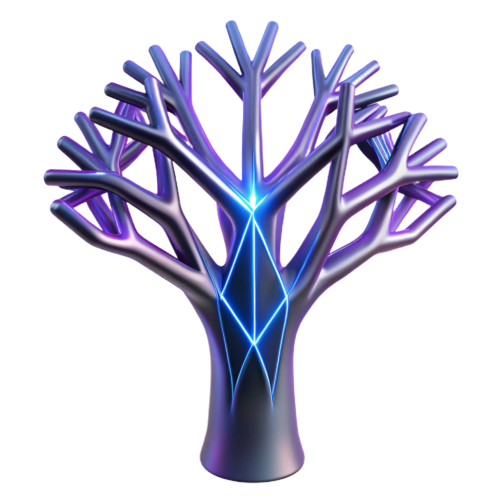 Abstract Glowing Tree Digital Art, 3D Render png