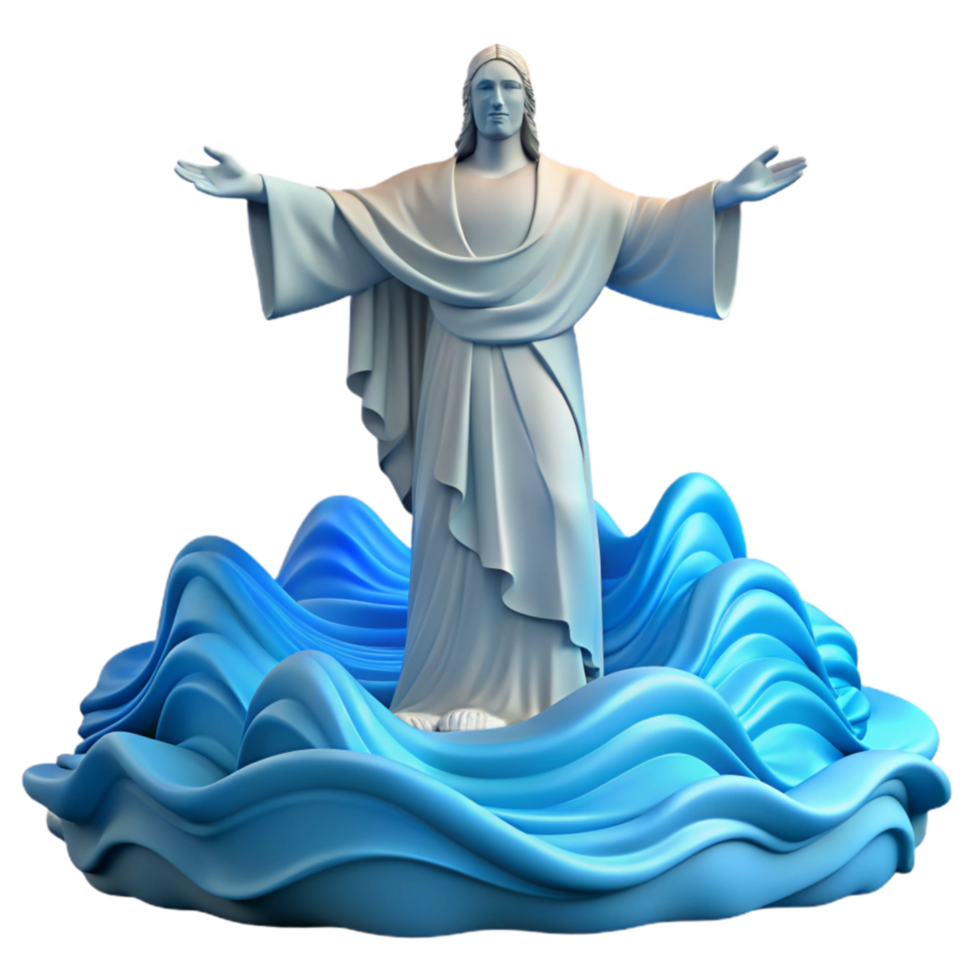 dramatic abstract Christ Walking on Water 3D Render of a Biblical Scene authentic png