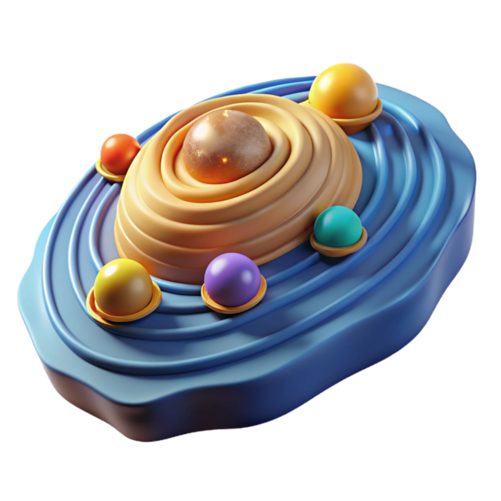 beautiful traditional Abstract Cosmic System 3D Render of Colorful Planets Orbiting a Central Star high quality png