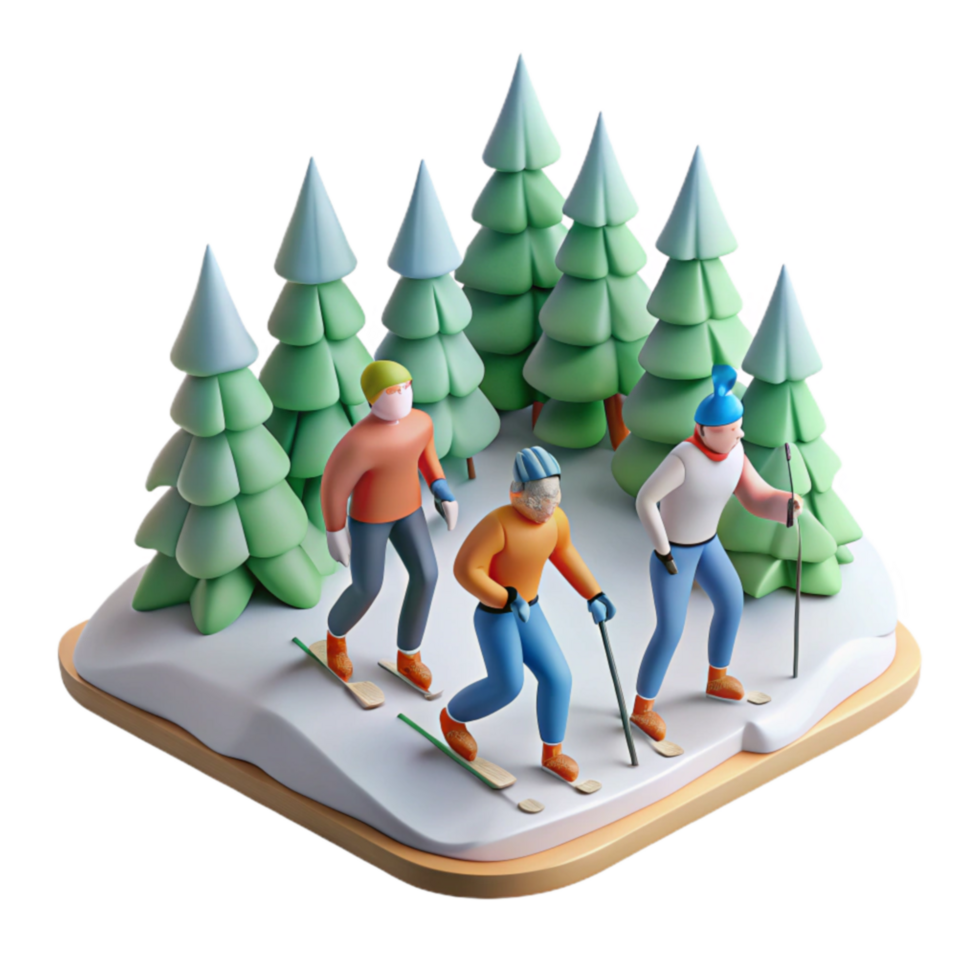 extraordinary minimalist Winter Sports Cross-Country Skiing Adventure in Snowy Forest detailed png