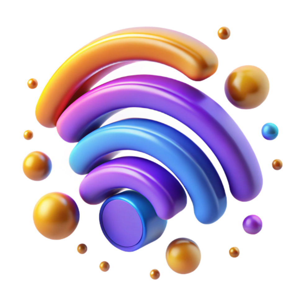 vibrant classic Colorful 3D Wifi Signal Abstract Illustration authentic png