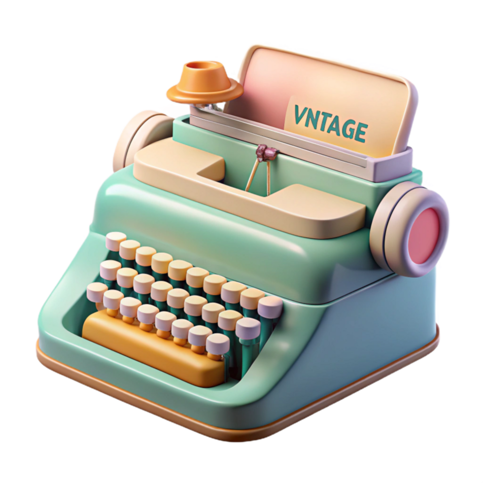 beautiful abstract Vintage Typewriter Retro Writing Machine, Classic Keys, Nostalgia high resolution png