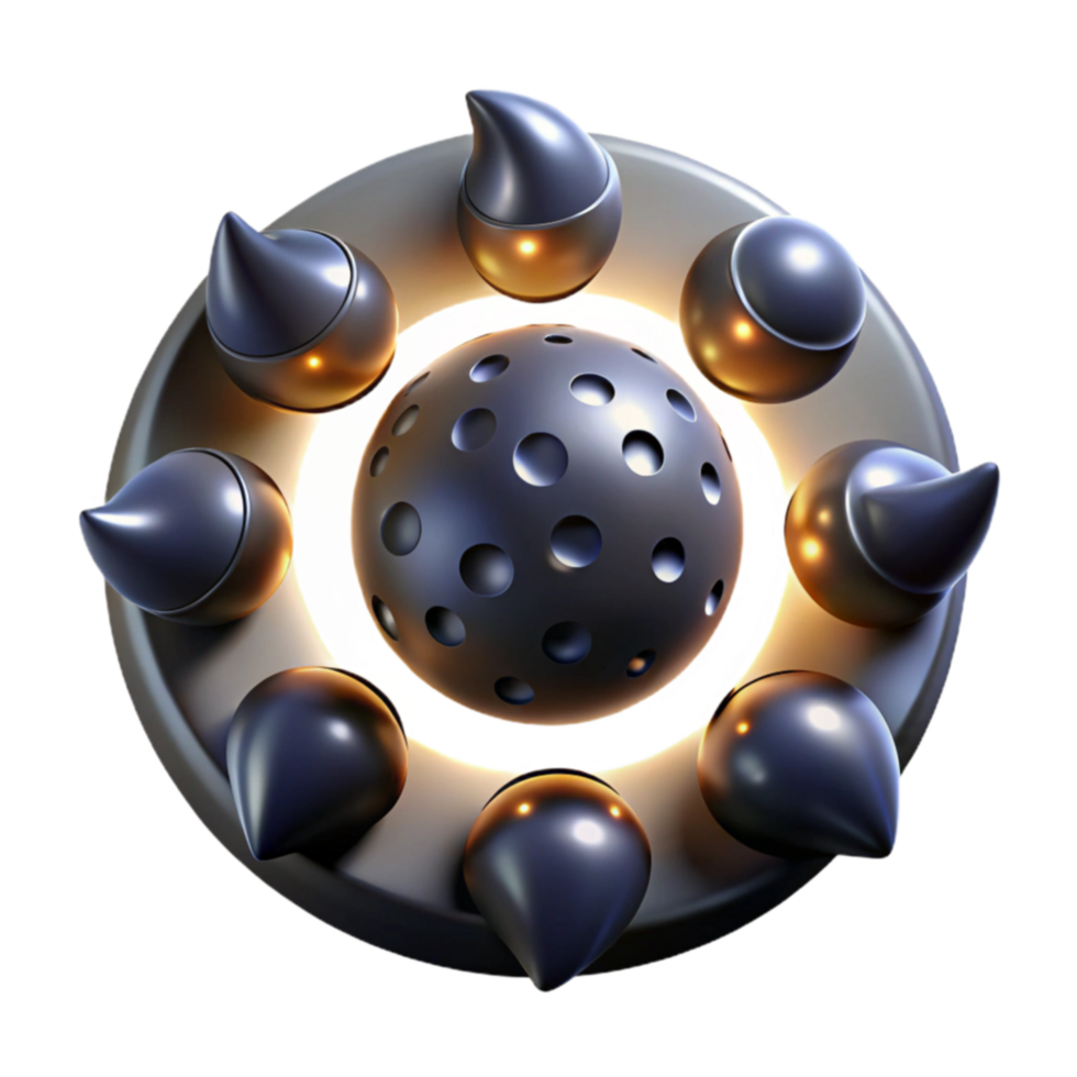 Abstract 3D Sphere with Spiked Ring png