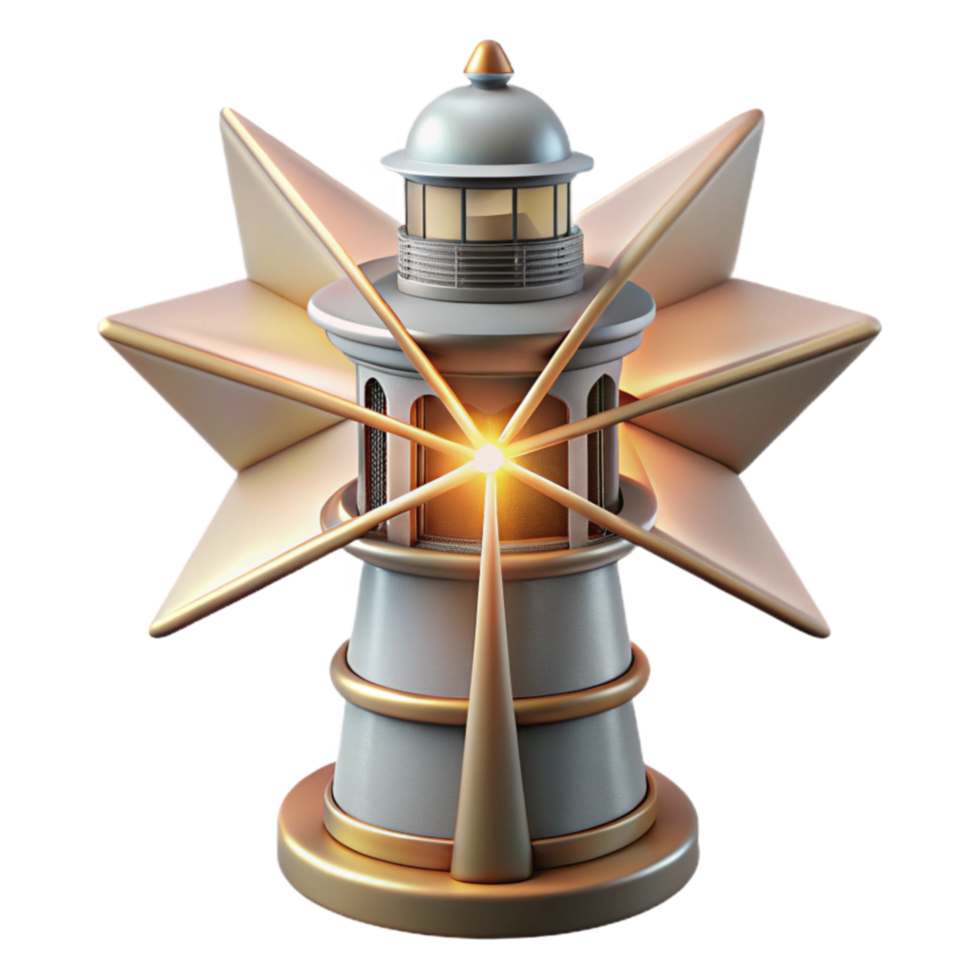 stunning abstract Luminous Star Lighthouse Guiding Light 3D Render authentic png