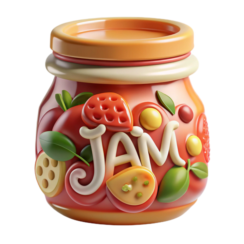 serene artistic Delightful Jam Jar Fruit Preserves in 3D 4K png