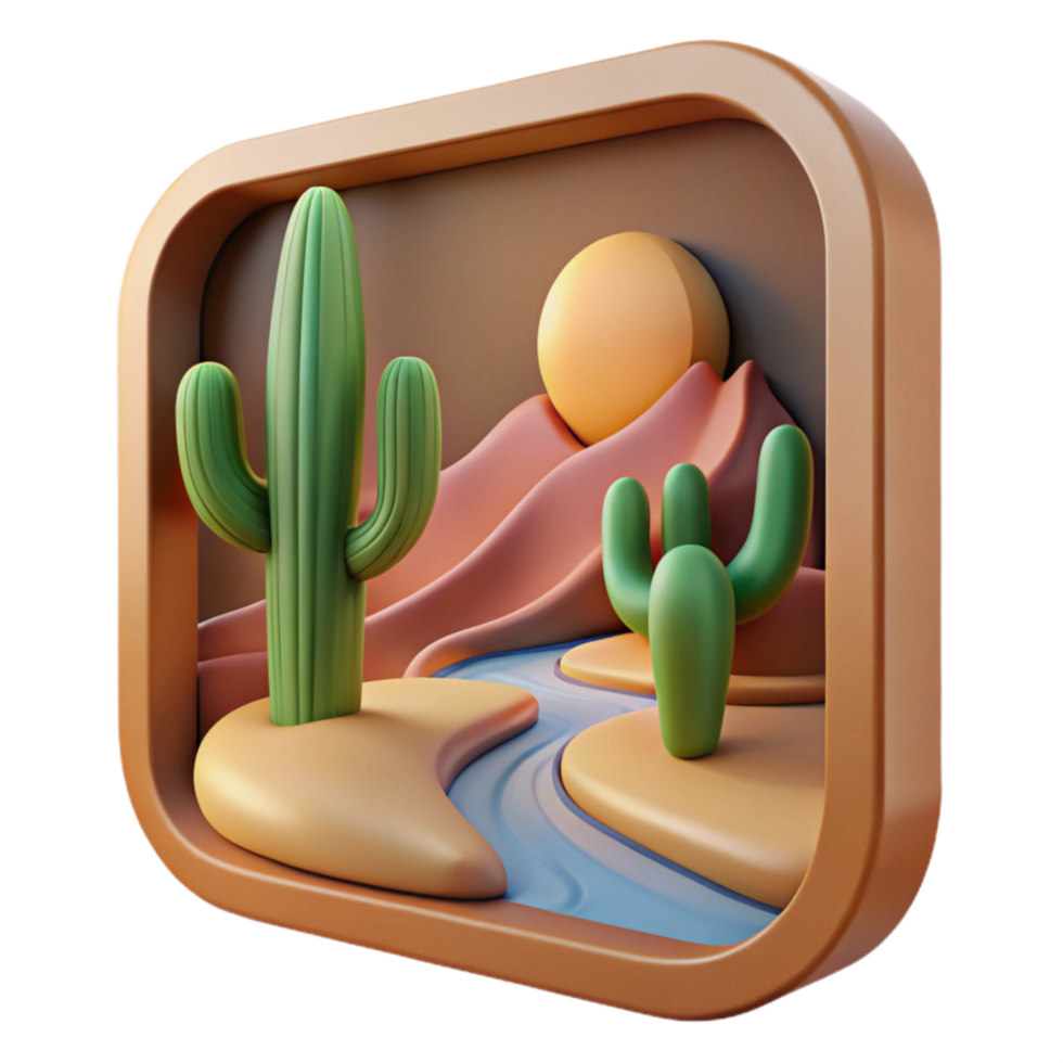 Desert Oasis 3D Cactus Landscape App Icon png