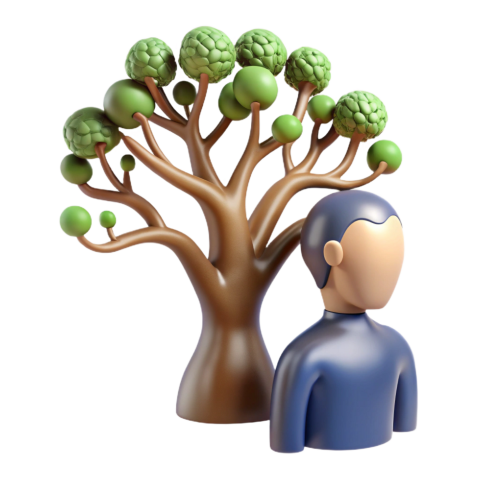 beautiful rustic Person Tree Growth, Nature, Development, Life, Concept, 3D Render, Illustration, Design, Symbol premium png