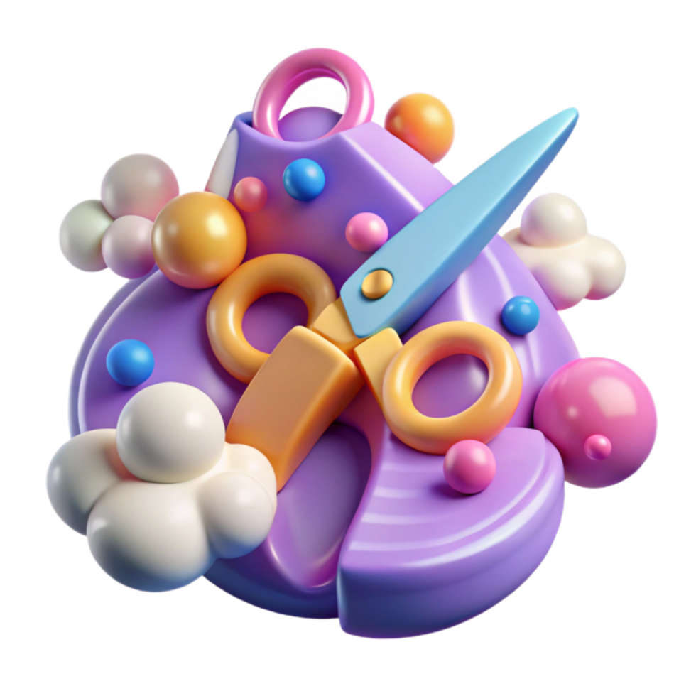 beautiful rustic 3D Render Colorful Abstract Scissors Design high resolution png