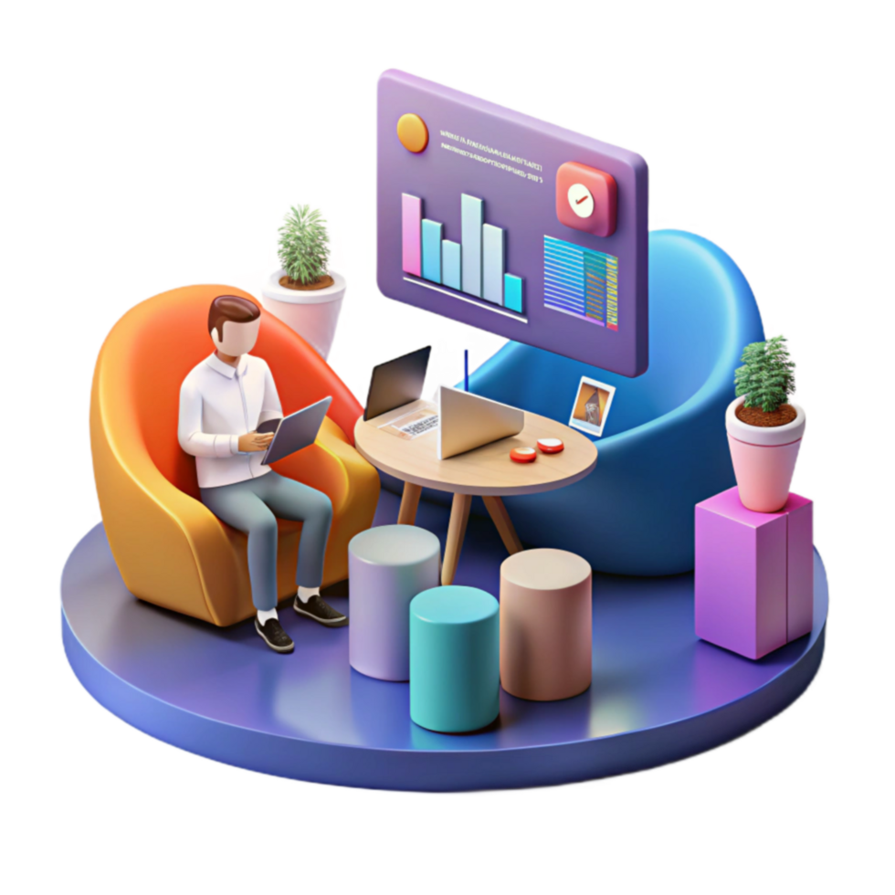 magnificent artistic Remote Work Productivity Data Analysis Comfortable Workspace professional png