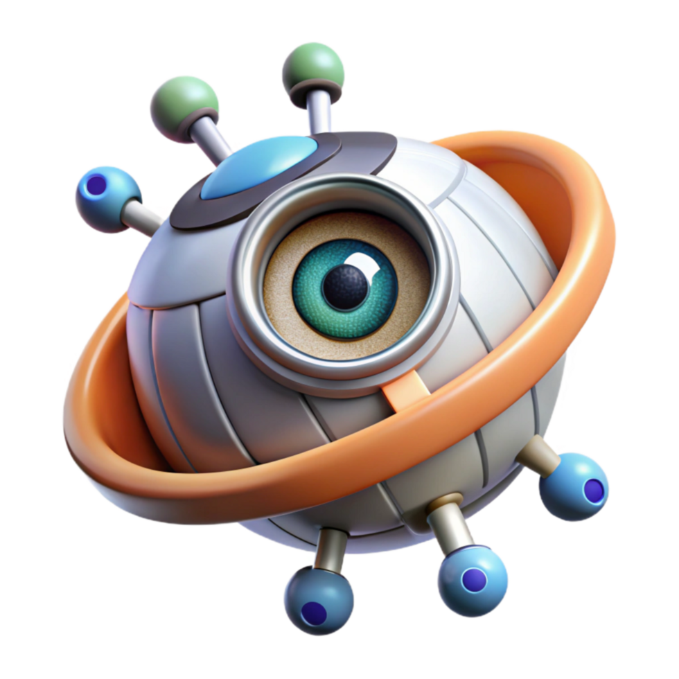 3D Render of Futuristic Orb with Eye png