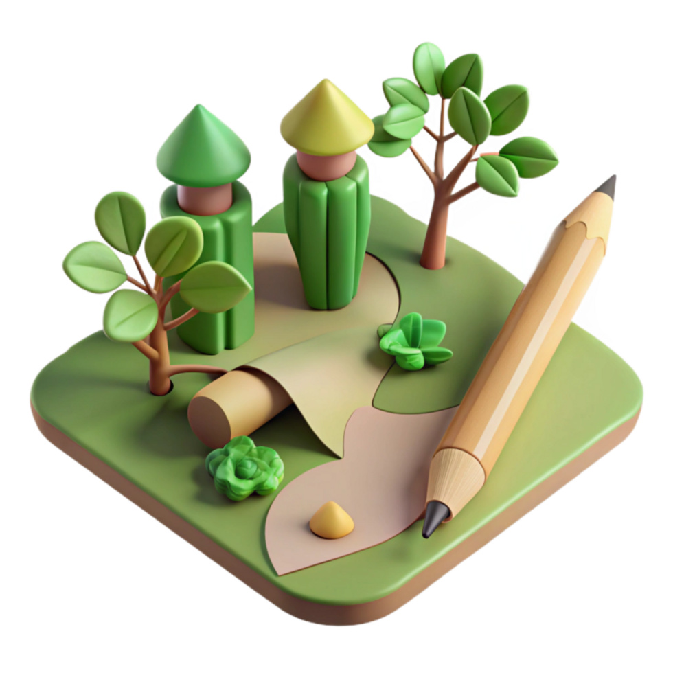 vibrant rustic 3D Render Creative Path Design, Miniature Landscape original png