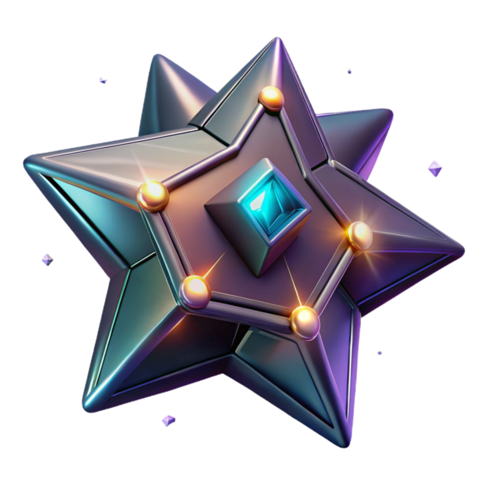 elegant abstract Futuristic Star Gem 3D Render of Sci-Fi Object high quality png