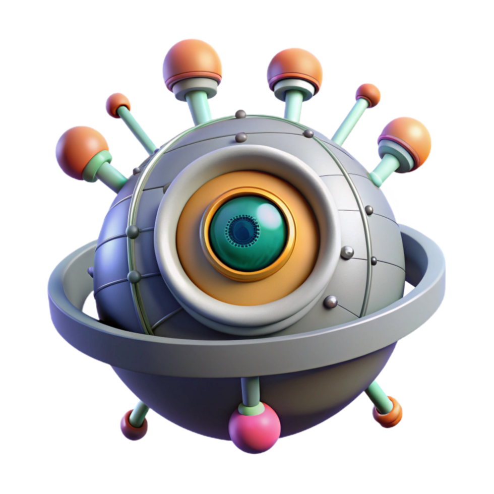 dramatic minimalist 3D Render of Futuristic Orb with Central Eye exclusive png