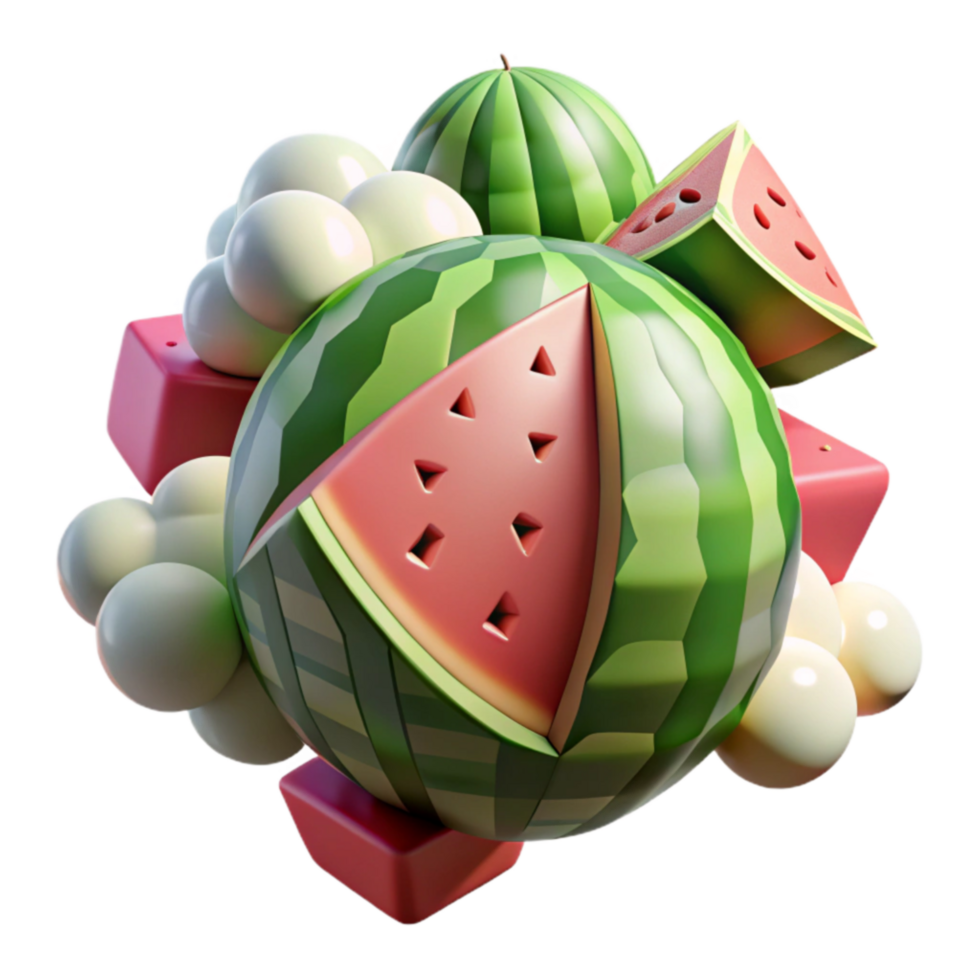 wonderful minimalist Watermelon Summer Delight 3D Render of Sliced Watermelon high quality png