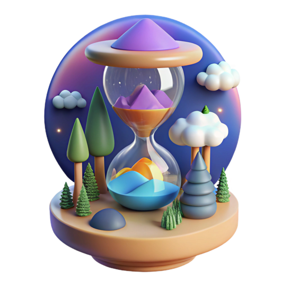 Hourglass Landscape Time, Nature, and Serenity png
