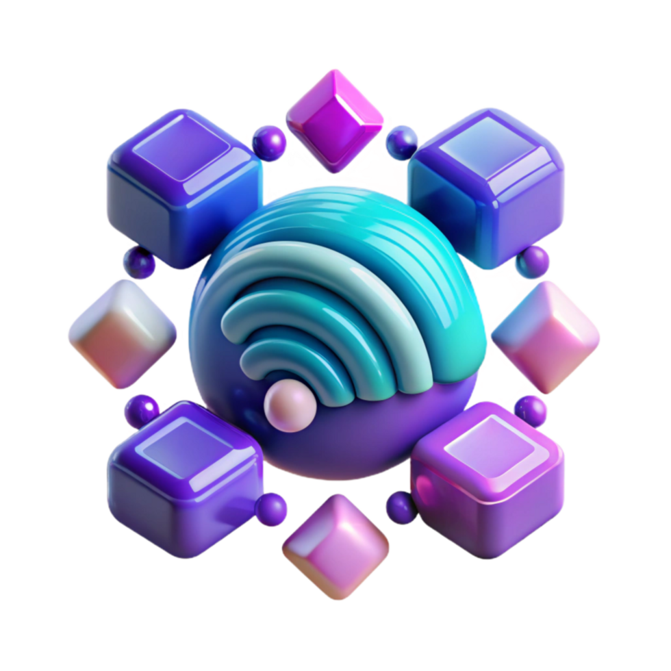Abstract Wifi Symbol with 3D Geometric Shapes png