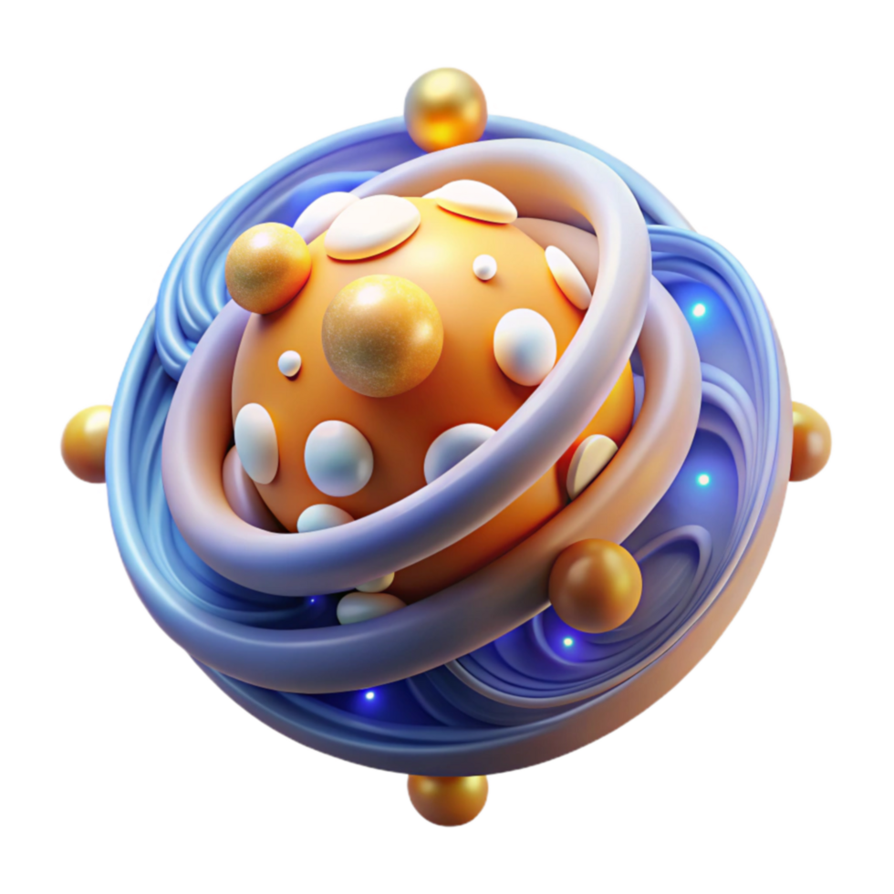 impressive abstract Abstract 3D Orb Swirling Design with Orange and Blue authentic png