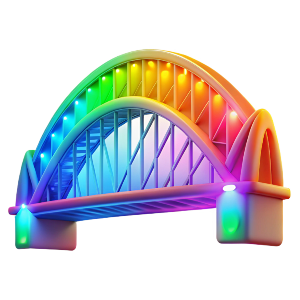Rainbow Bridge Illuminated Arch, Night Lights, Festive Design png